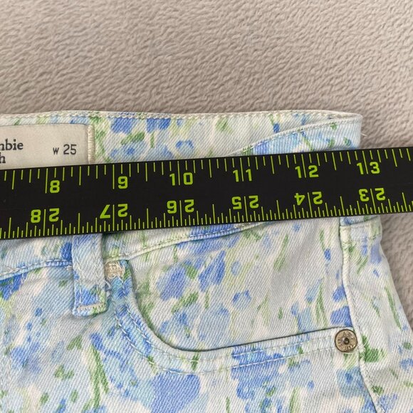 Abercrombie & Fitch Women's Jeans 0/25 Skinny Floral Blue Green Cotton Stretch - Picture 4 of 11